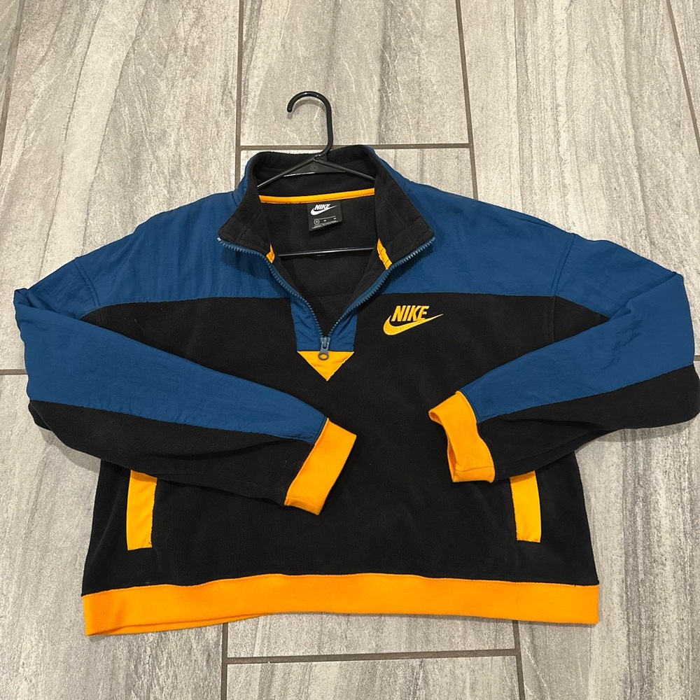 Nike Women's Black and Blue Lightweight Sweater with Orange Accents